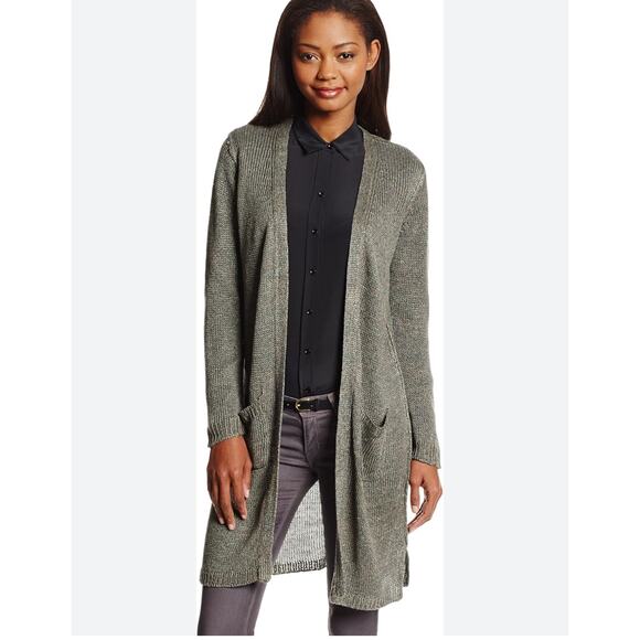 525 America 100% Linen Open Long Cardigan Duster Quiet Luxury Boho chic Preppy - Picture 1 of 12